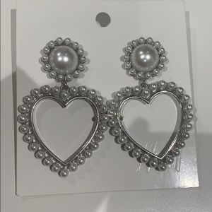 H&M Pearl Heart Drop Earrings